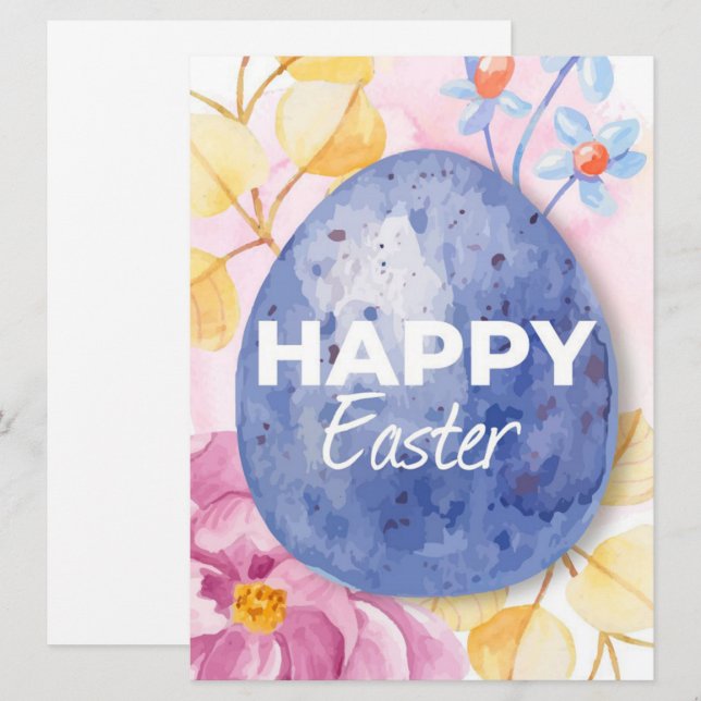 Festiva Tarjeta de vacaciones Feliz Pascua (Anverso / Reverso)