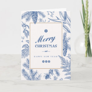 Festiva Tarjeta de vacaciones floral azul Tarjeta de vac