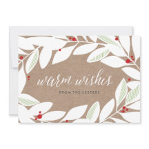 Tarjeta de vacaciones floral con ramitas de laurel