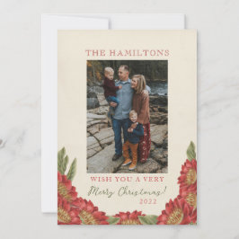 Festiva Tarjeta de vacaciones floral roja