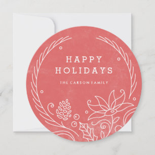 Festiva Tarjeta de vacaciones Floral Wreath - Holly