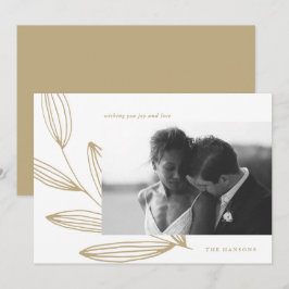 Festiva Tarjeta de vacaciones fotográfica blanca y dorada