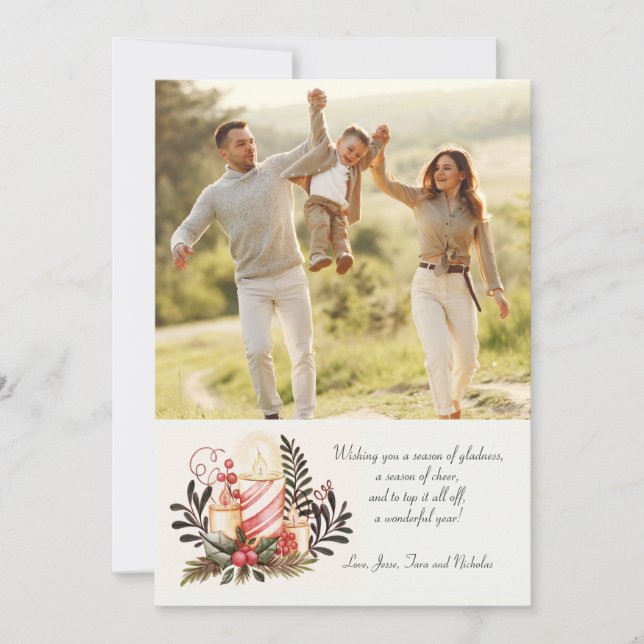 Festiva Tarjeta de vacaciones fotográfica de velas para na (Anverso)