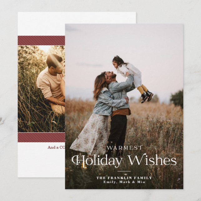 Festiva Tarjeta de vacaciones fotográfica más cálida (Anverso / Reverso)