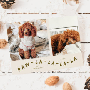 Festiva Tarjeta de vacaciones fotográfica Paw-La-La-La-La-