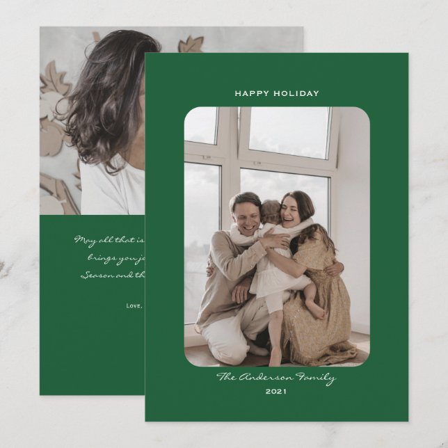 Festiva Tarjeta de vacaciones fotográfica simple minimalis (Anverso / Reverso)