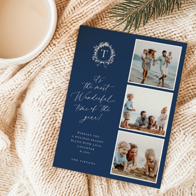 Festiva Tarjeta de vacaciones fotográficas de Monograma Bo (Subido por el creador)