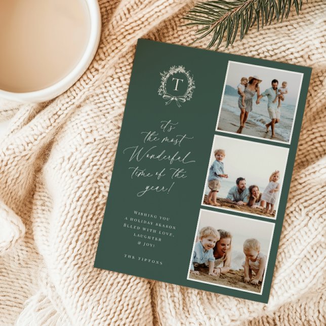 Festiva Tarjeta de vacaciones fotográficas de Monograma Bo (Subido por el creador)