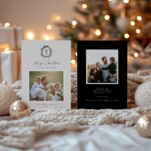 Festiva Tarjeta de vacaciones fotográficas de Monograma Bo