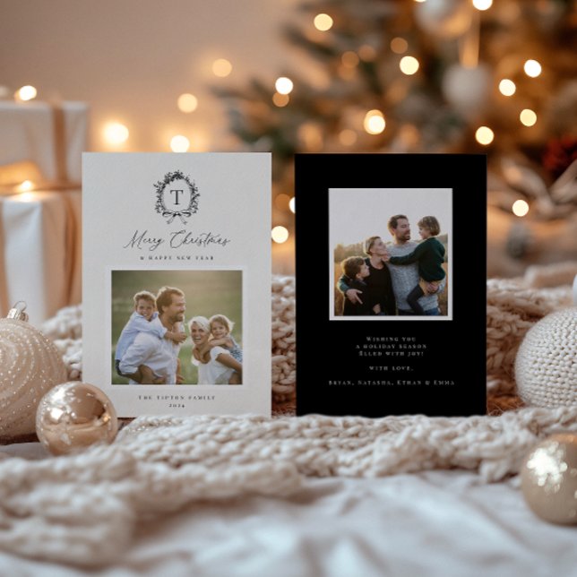 Festiva Tarjeta de vacaciones fotográficas de Monograma Bo (Subido por el creador)