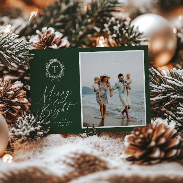 Festiva Tarjeta de vacaciones fotográficas de Monograma Bo (Subido por el creador)