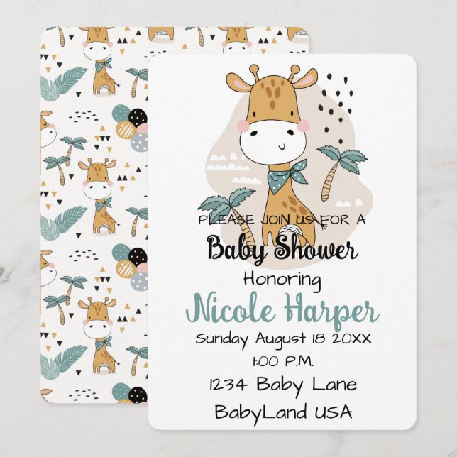 Festiva Tarjeta de vacaciones Giraffe (Anverso / Reverso)