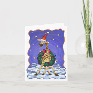 Festiva Tarjeta de vacaciones Giraffe Navidades