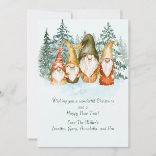 Festiva Tarjeta de vacaciones Gnome Navidades