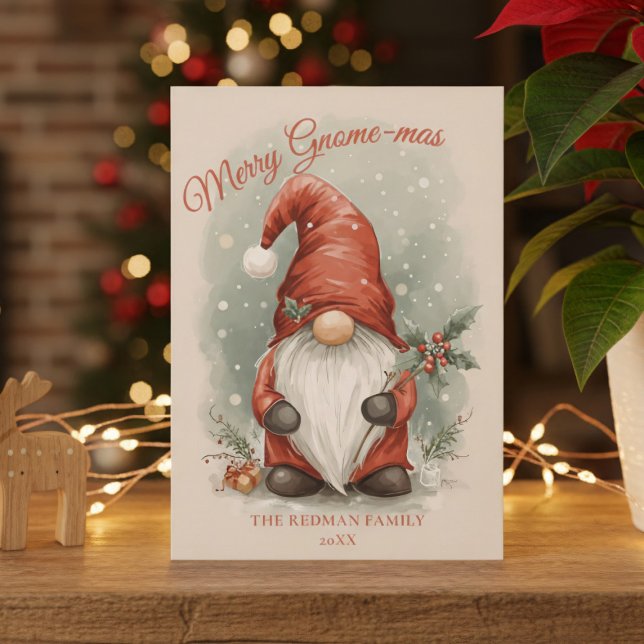 Festiva Tarjeta de vacaciones Gnome para Navidades de acua (Spread joy, one gnome card at a time!)