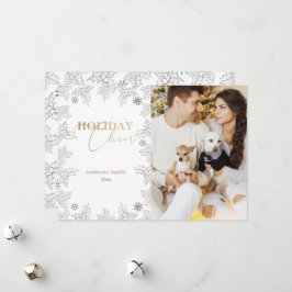 Festiva Tarjeta de vacaciones Gold Calligraphy para Invier