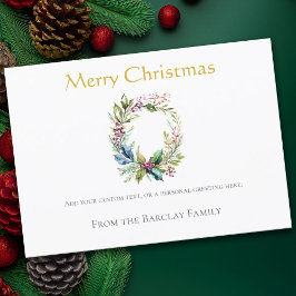 Festiva Tarjeta de vacaciones Gold Merry Christmas