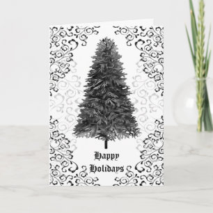 Festiva Tarjeta de vacaciones gótica Damask Black Christma
