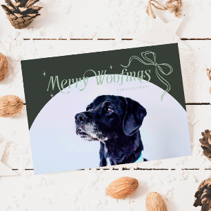 Festiva Tarjeta de vacaciones Green Merry Woofmas Dog Navi