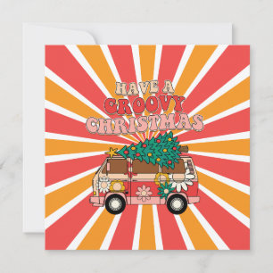 Festiva Tarjeta de vacaciones Groovy retro Navidades