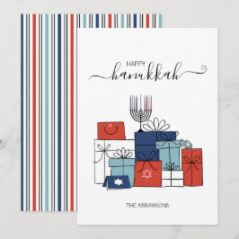 Festiva Tarjeta de vacaciones Hanukkah Gifts & Menorah