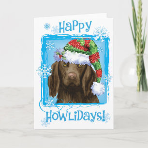 Festiva Tarjeta de vacaciones Happy Howlidays Flat Retriev