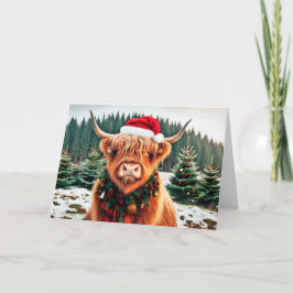 Festiva Tarjeta de vacaciones Highland Cow
