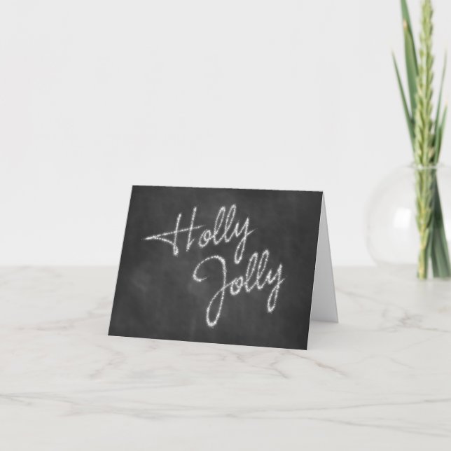 Festiva Tarjeta de vacaciones Holly Jolly Chalkboard (Anverso)