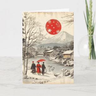 Festiva Tarjeta de vacaciones japonesa antigua