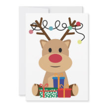 Tarjeta de vacaciones Jolly Reindeer Puppy