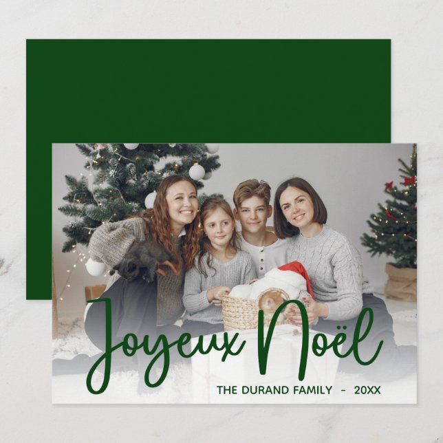 Festiva Tarjeta de vacaciones Joyeux Noel Photo (Anverso / Reverso)