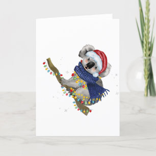 Festiva Tarjeta de vacaciones Koala para navidades