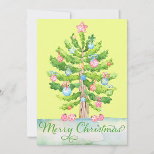 Festiva Tarjeta de vacaciones Lemon Yellow Merry Christmas
