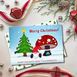 Festiva Tarjeta de vacaciones lista para Navidades Gnome