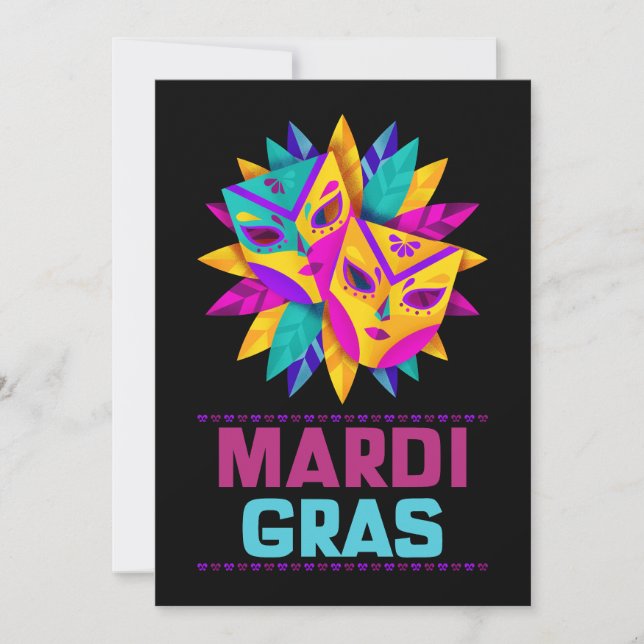 Festiva Tarjeta de vacaciones Mardi Gras (Anverso)