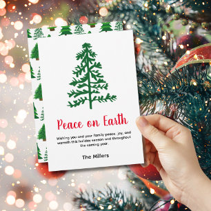 Festiva Tarjeta de vacaciones minimalista de árbol de pino