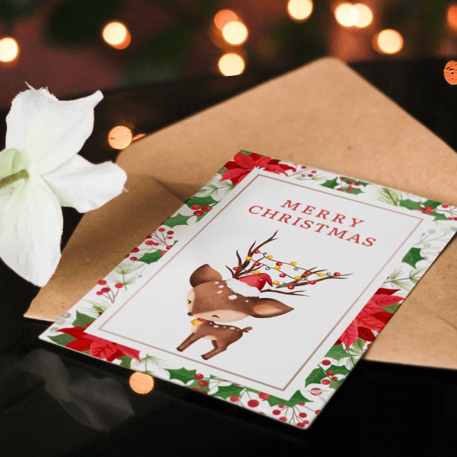 Festiva Tarjeta de vacaciones minimalista para Navidades d (Minimalistic Reindeer Christmas Holiday Card 2)