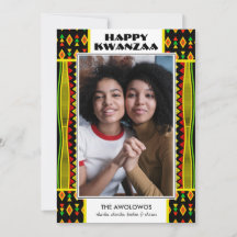 Tarjeta de vacaciones moderna de Kwanzaa con foto