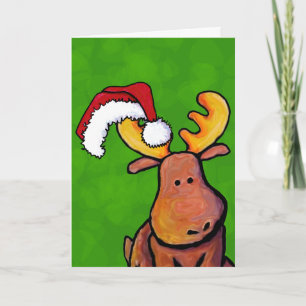 Festiva Tarjeta de vacaciones Moose para navidades
