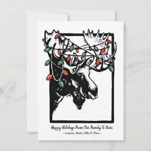 Festiva Tarjeta de vacaciones Moose para Navidades festivo
