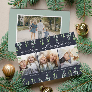 Festiva Tarjeta de vacaciones multifoto Winter Sage con fo