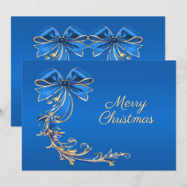 Festiva Tarjeta de vacaciones Navidades de flores de oro a