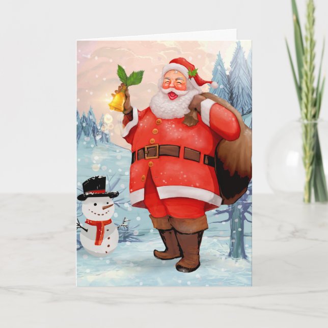 Festiva Tarjeta de vacaciones navideñas Ha Ha Ha Merry (Anverso)