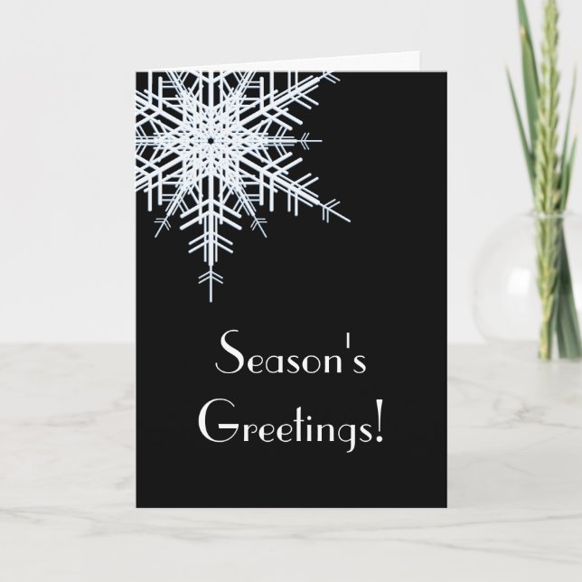 Festiva Tarjeta de vacaciones Offset Snowflake Black (Anverso)