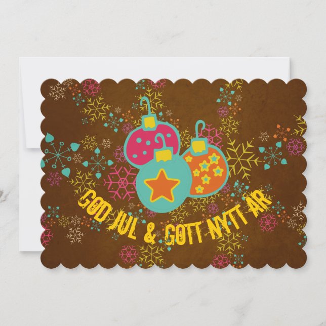 Festiva Tarjeta de vacaciones Ornaments de God Jul & Gott  (Anverso)