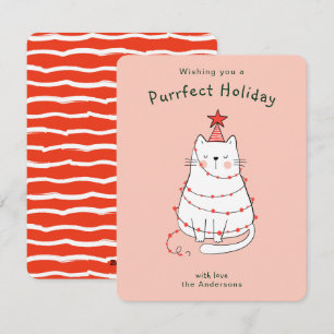 Festiva Tarjeta de vacaciones para gato de Ilustracion mat