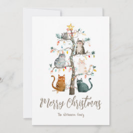 Festiva Tarjeta de vacaciones para gatos en árboles de Nav