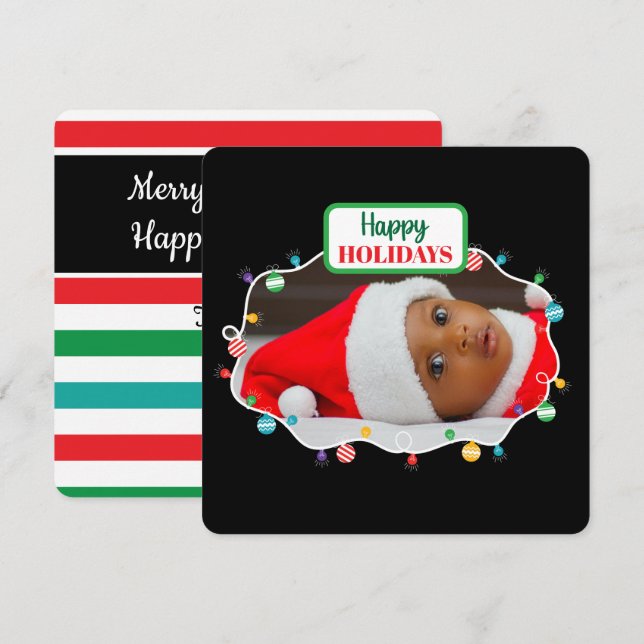 Festiva Tarjeta de vacaciones para navidades (añade tu pro (Anverso / Reverso)