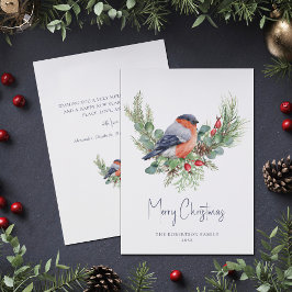 Festiva Tarjeta de vacaciones para navidades Bullfinch y G