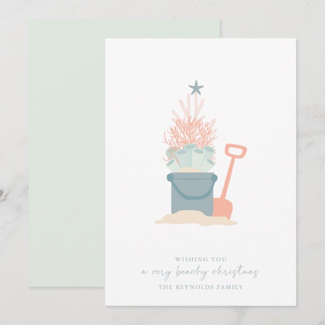 Festiva Tarjeta de vacaciones para Navidades costeros (Anverso / Reverso)